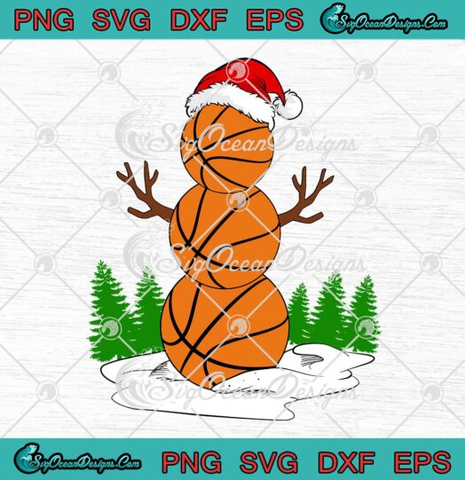 Christmas Basketball Snowman Santa Hat Family Christmas Matching SVG Cricut
