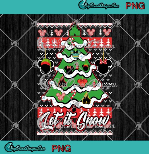 Disney Mickey Minnie Mouse Let It Snow PNG Christmas Tree Merry Xmas PNG JPG