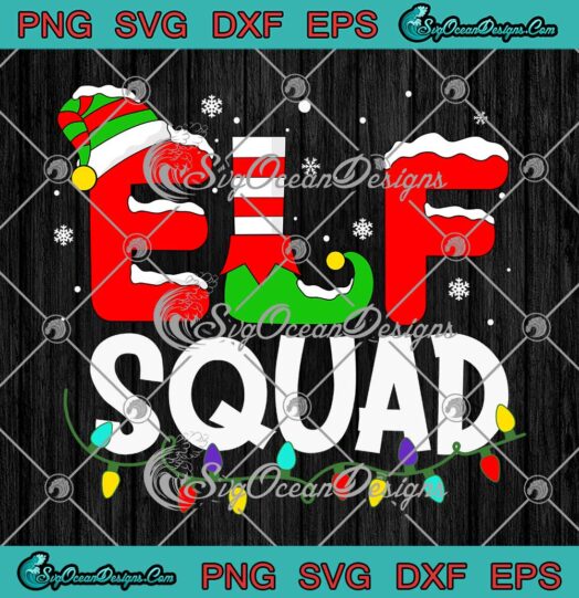 Elf Squad Family Christmas Lights Matching Pajamas SVG Cricut