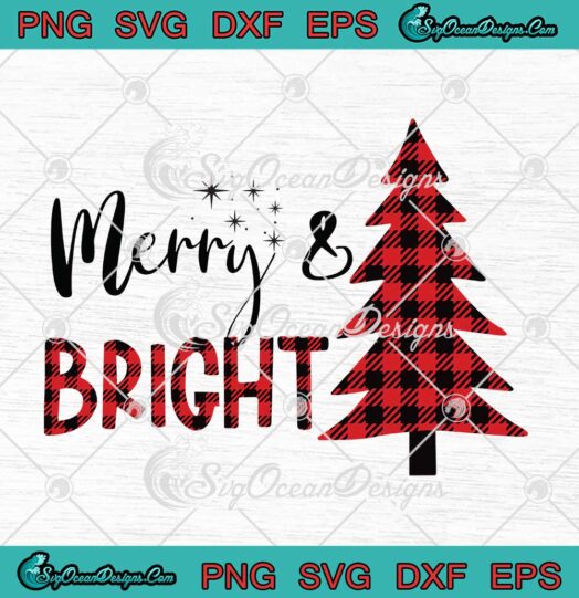 Merry And Bright Merry Christmas Red Buffalo Plaid Christmas Tree SVG Xmas Gifts SVG Cricut