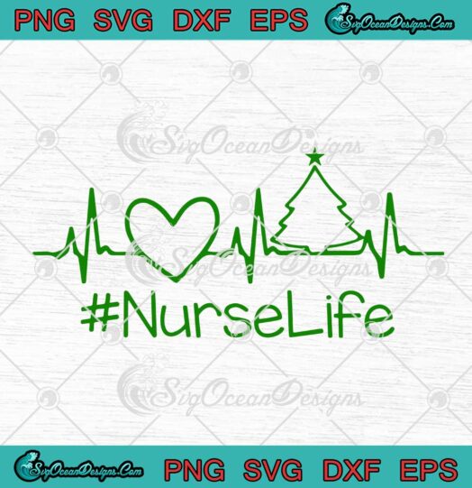 Nurse Life Heartbeat Christmas Tree Nursing Merry Christmas SVG Cricut