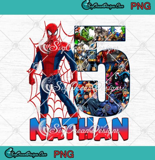 Spider-Man 5th Birthday Boy Marvel Birthday Gift PNG Custom Name Birthday PNG JPG Digital Download