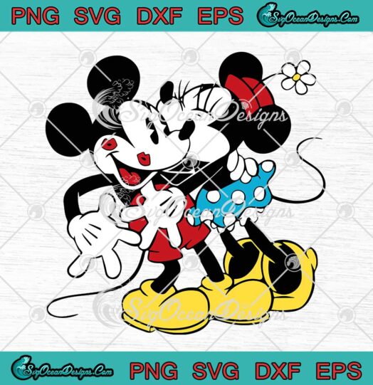 Disney Mickey And Minnie Mouse Kiss Valentine's Day Cute Gift SVG PNG Cricut