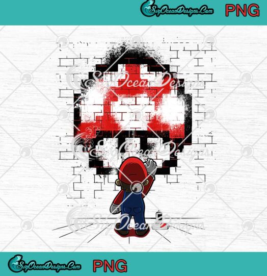 Super Mario Mushroom Graffiti Gaming Gift Video Game Lovers PNG JPG