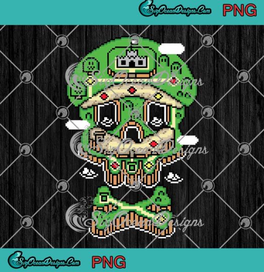 Super Mario World Skull Island Design Video Game Gaming Lovers Gift PNG JPG