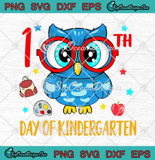 100th Day Of Kindergarten Cute Owl Teacher Student Kids SVG PNG Cricut