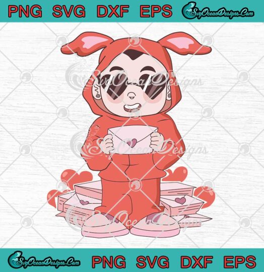 Bad Bunny Chibi Cute Gift For Valentine's Day SVG PNG Cricut