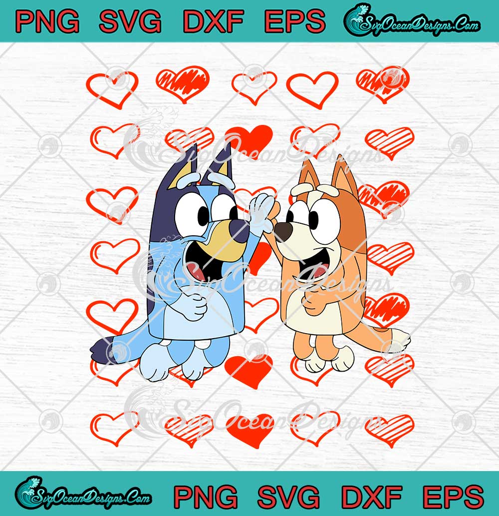 Bluey Hearts Valentine Couple Husband And Wife SVG Gift For Valentine's