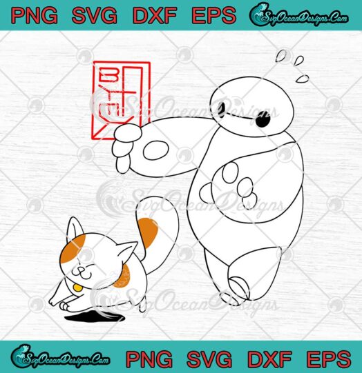 Disney Big Hero 6 Baymax And Cat Cute Gift SVG PNG Cricut