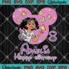 Design featuring Disney Encanto Mirabel Madrigal with birthday elements, customized for 8th birthday celebration.