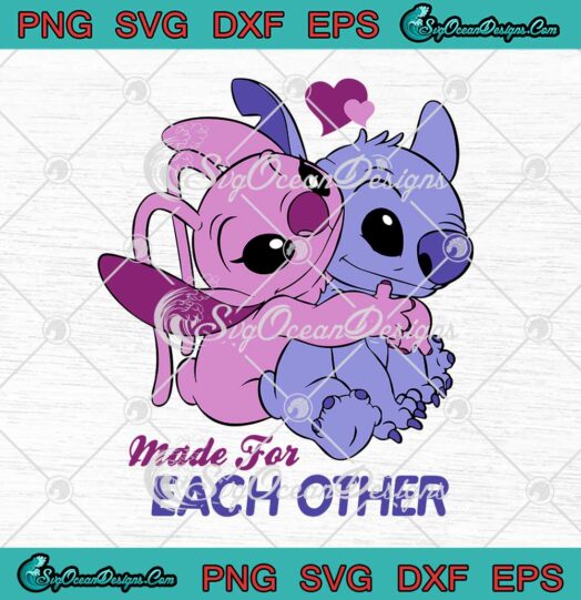Disney Lilo And Stitch Made For Each Other Valentines Day SVG PNG Cricut