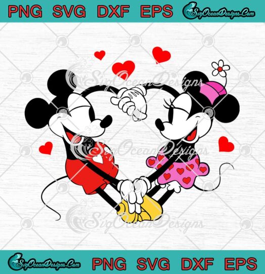 Disney Mickey And Minnie Mouse Love Heart Valentines Day SVG PNG Cricut