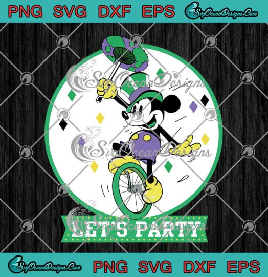 Disney Mickey Mouse Let's Party Mardi Gras Vintage SVG PNG Cricut