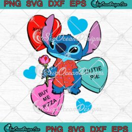 Disney Stitch Candy Hearts Buy Me Pizza Valentine's Day SVG PNG Cricut