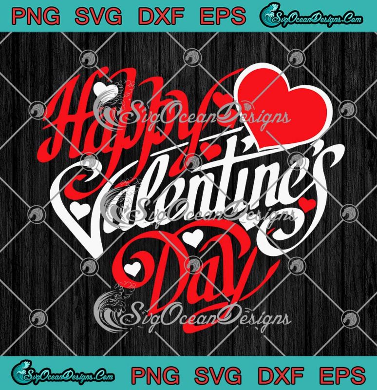 Happy Valentine's Day Hearts Couple Matching Valentine's Day Gift SVG ...