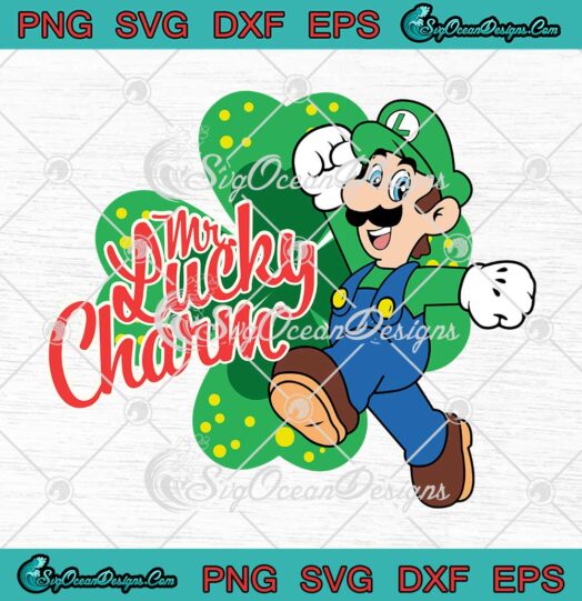 Mr. Lucky Charm Super Mario Funny Lucky Mario SVG Saint Patricks Day SVG PNG Cricut