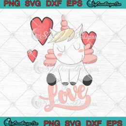 Unicorn Love Hearts Valentine's Day Gift For Women Girls SVG PNG Cricut