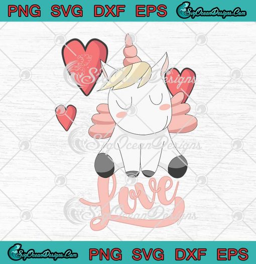 Unicorn Love Hearts Valentine's Day Gift For Women Girls SVG PNG Cricut