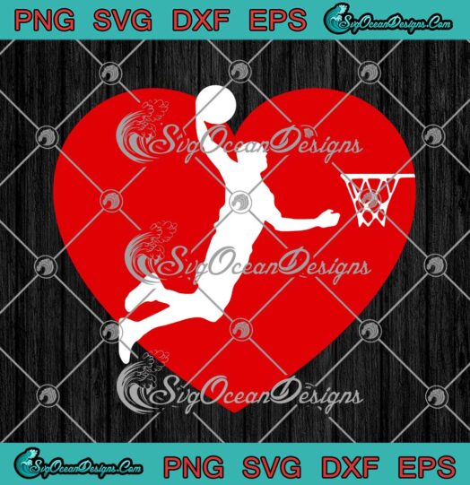 Valentine's Day Heart Dunking Basketball Boys Girls Kids Gift PNG Cricut