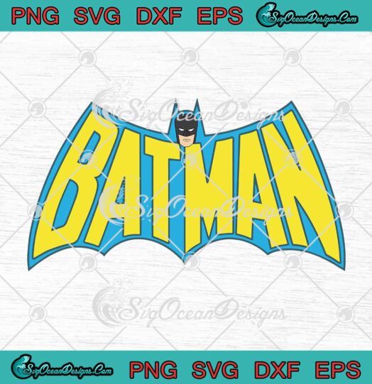 Batman Vintage Yellow Blue Logo Marvel Superhero SVG PNG Cricut