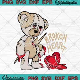 Broken Heart Khaki Bear Match Jordan SVG Cute Gifts SVG PNG EPS DXF Cricut File
