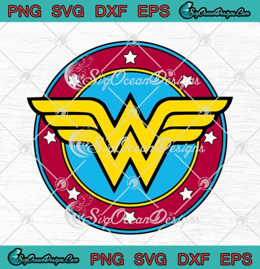 DC Comics Wonder Woman Logo Circle Distressed Graphic SVG PNG Cricut