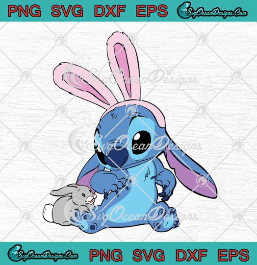 Disney Stitch With Easter Bunny SVG Cute Gift For Kids Easter Day SVG PNG EPS DXF Cricut