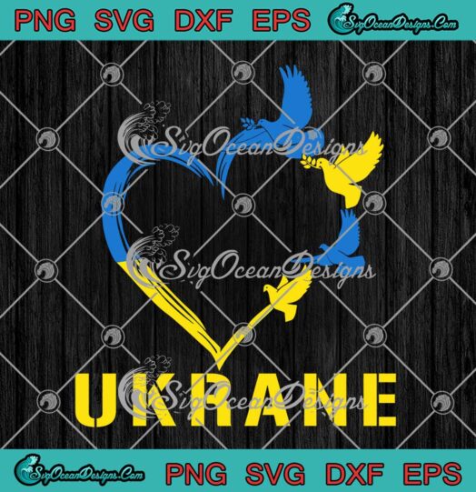 Doves Pigeons Love Heart Ukraine Flag Pray For Ukraine SVG Support Ukraine SVG PNG Cricut