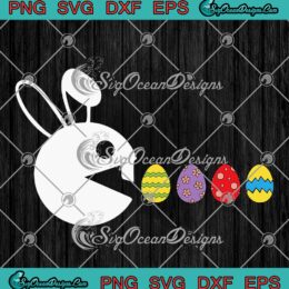 Easter Bunny Eating Easter Eggs Cute Rabbit Hunting SVG Gaming Kid Easter Day SVG PNG Cricut