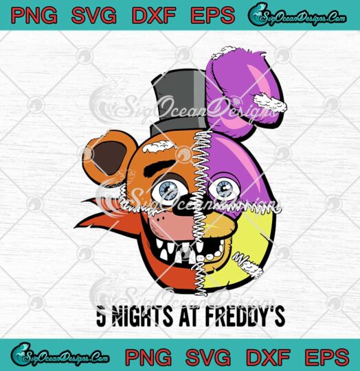 Five Nights at Freddys Split Face Boys SVG Funny Horror Video Game Gifts SVG PNG EPS DXF Cricut File