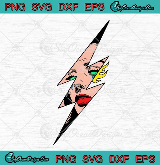 Girl In Lightning Graphic Tattoo SVG PNG EPS DXF Cricut File