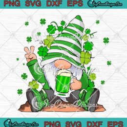 Gnome Drinking Beer Lucky Irish Shamrock SVG St. Patrick's Day SVG PNG EPS DXF Cricut File