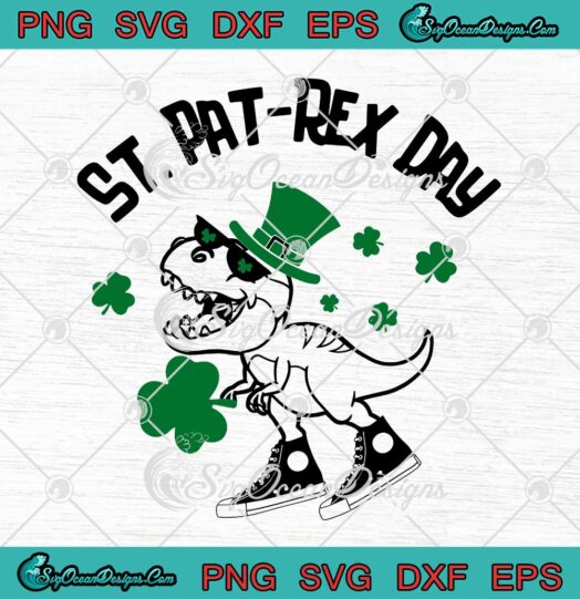 Happy St. Pat Rex Day Cute Dinosaur Irish Shamrock SVG St. Patricks Day SVG PNG Cricut