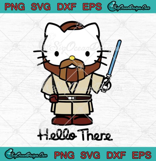 Hello There Hello Kitty Obi-Wan Kenobi Chibi SVG Star Wars SVG PNG EPS DXF Cricut File