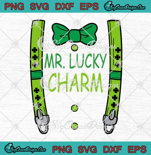 Kids Mr. Lucky Charm Suspenders Bow SVG St. Patricks Day Toddler Boys SVG PNG EPS DXF Cricut