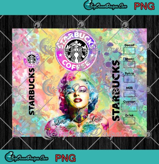 Marilyn Monroe Multicolor Pop Art Graphic Starbucks Coffee Tumbler PNG JPG