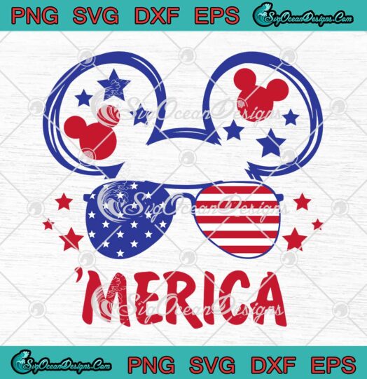 Merica Mickey Mouse Sunglasses American 4th Of July SVG Independence Day SVG PNG EPS DXF Cricut