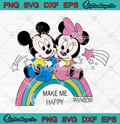 Mickey And Minnie Mouse Make Me Happy SVG Rainbow Disney Couple SVG PNG Cricut