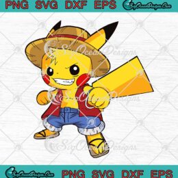 Pikachu Luffy One Piece Pikachu Pokemon SVG Cute Cartoon Kids Gift SVG PNG Cricut