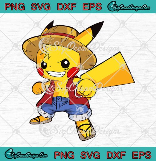 Pikachu Luffy One Piece Pikachu Pokemon SVG Cute Cartoon Kids Gift SVG PNG Cricut