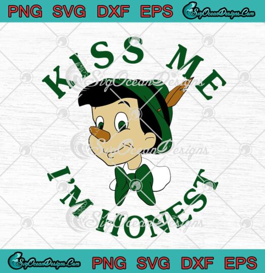 Pinocchio Kiss Me I'm Honest SVG Disney Patrick's Day SVG PNG Cricut