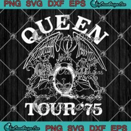 Queen Tour '75 Crest Logo Rock Band SVG PNG EPS DXF Cricut File