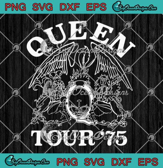 Queen Tour 75 Crest Logo Rock Band SVG PNG EPS DXF Cricut File