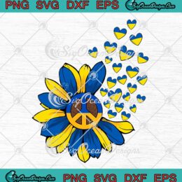 Sunflower Ukrainian Flag Hearts Hippie Peace SVG Support Ukraine SVG PNG EPS DXF Cricut File