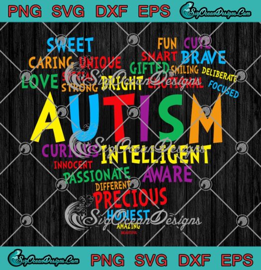 Autism Awareness Autism Rainbow Heart SVG Autism Pride Support SVG Autism Awareness Month SVG PNG EPS DXF Cricut File
