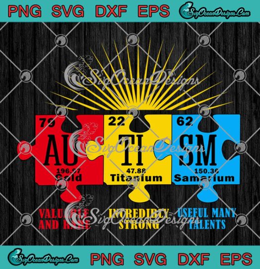 Autism Puzzle Chemical Element SVG Autism Awareness Support Gifts SVG PNG EPS DXF Cricut File