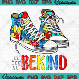 Be Kind Autism Awareness SVG Rainbow Puzzle Shoes SVG Autism Month SVG PNG EPS DXF Cricut File