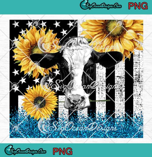 Cow Sunflower American Flag 4th Of July Wrap Independence Day Full Wrap Cup Tumbler PNG JPG