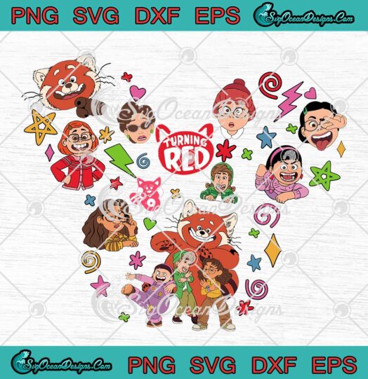 Disney Mickey Ears Turning Red Friends Characters SVG Disney Pixar Cartoon SVG PNG EPS DXF Cricut File