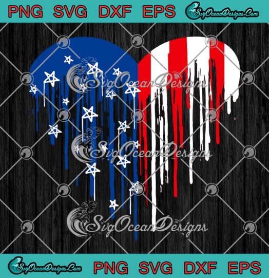 Heart Lover Paint Dripping American Flag SVG Independence Day SVG PNG EPS DXF Cricut File
